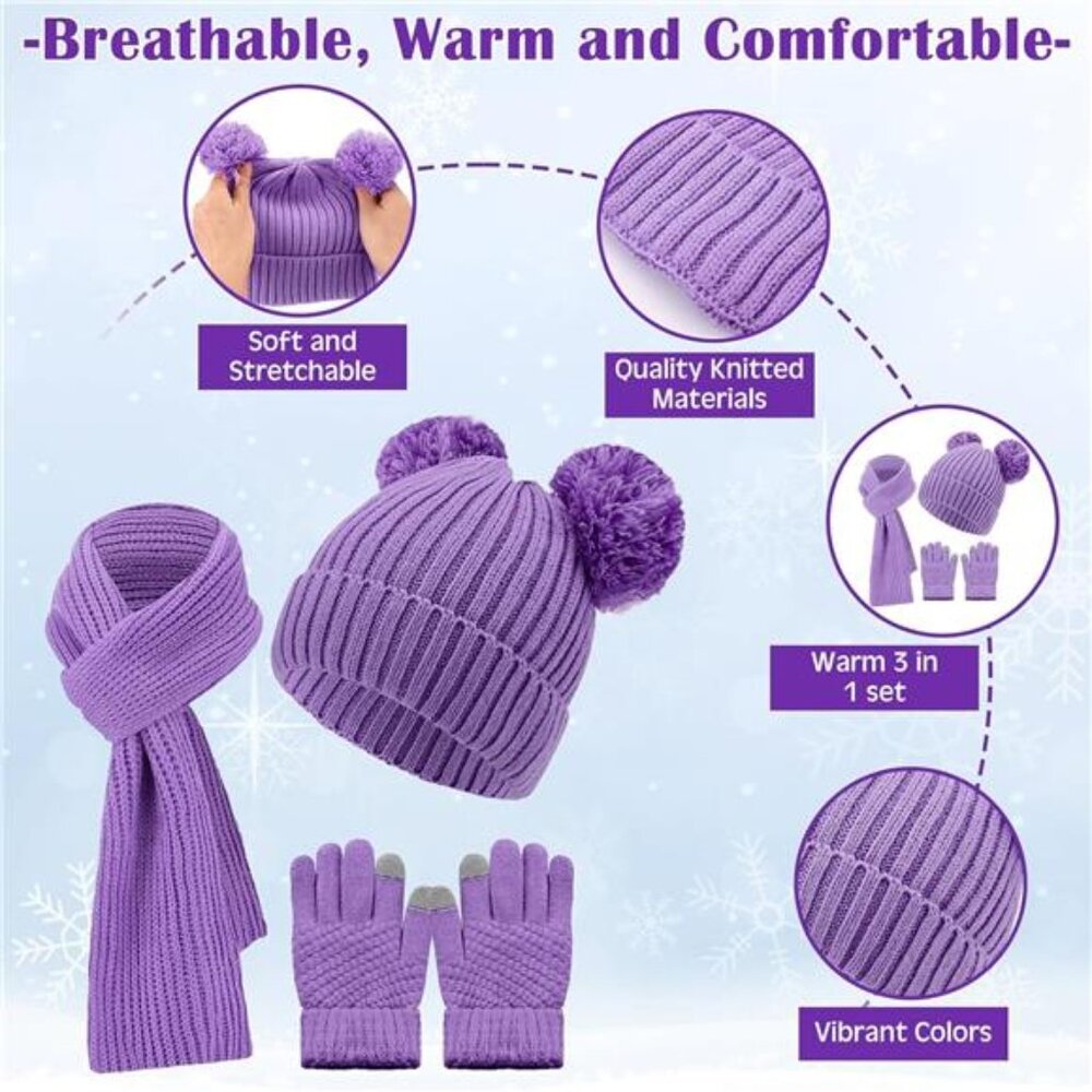12 Pcs Kids Winter Hat Gloves Scarf Set - Picture 3 of 4
